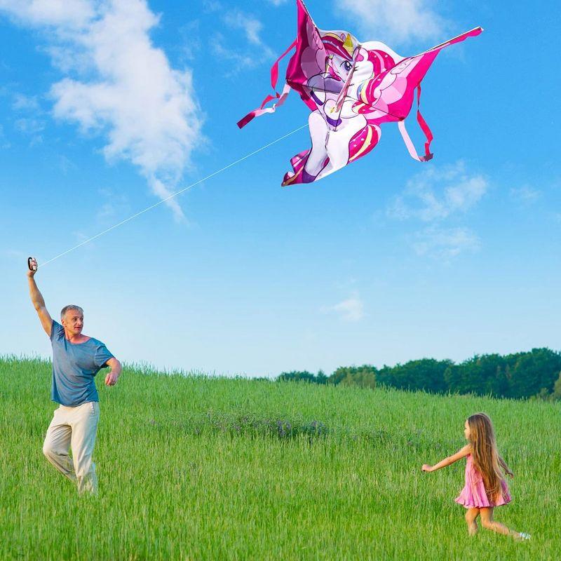 SYNCFUN 43.3'' Giant Unicorn Kite Easy to Fly Huge Kites for Kids and Adults with 262.5 ft Kite String, Large Beach Kite for Outdoor Games