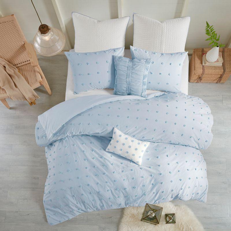 Intelligent Design Brooklyn Cotton Jacquard Duvet Cover Set with Euro Shams and Throw Pillows