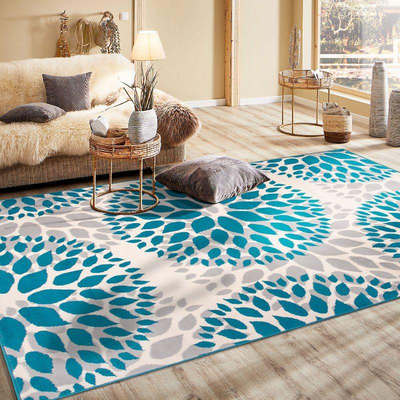 World Rug Gallery Modern Floral Circles Blue 3'1" x 5' Area Rug