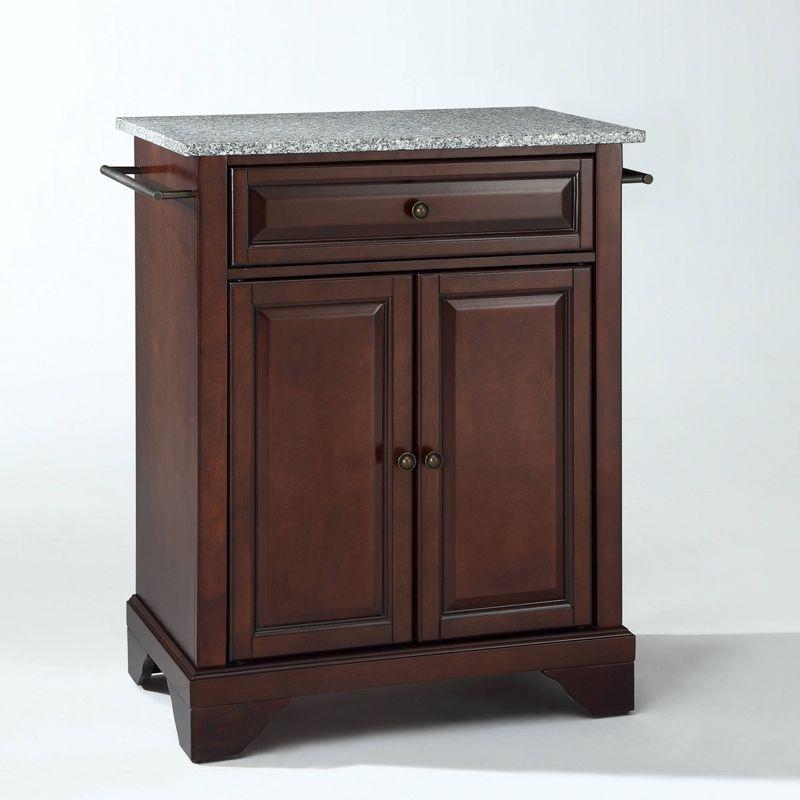 Lafayette Gray Granite Top Mahogany Kitchen Island Cart