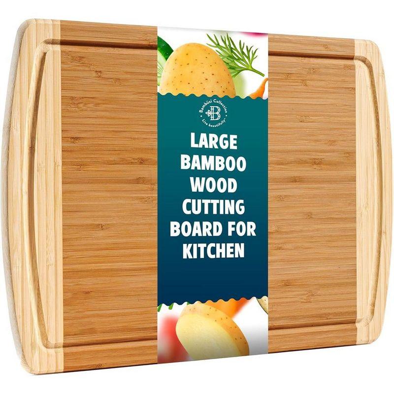 Large Cutting Board for Kitchen - Bamboo Wood Cutting Board with Juice Groove - Charcuterie Boards & Chopping Butcher Block for Meat, Serving Tray