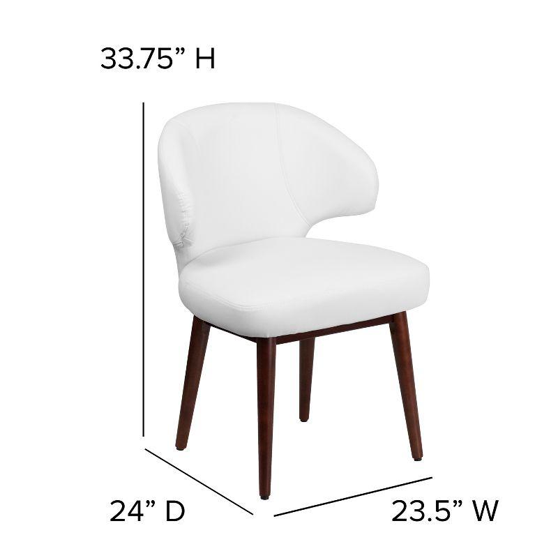 White LeatherSoft Accent Chair with Walnut Legs