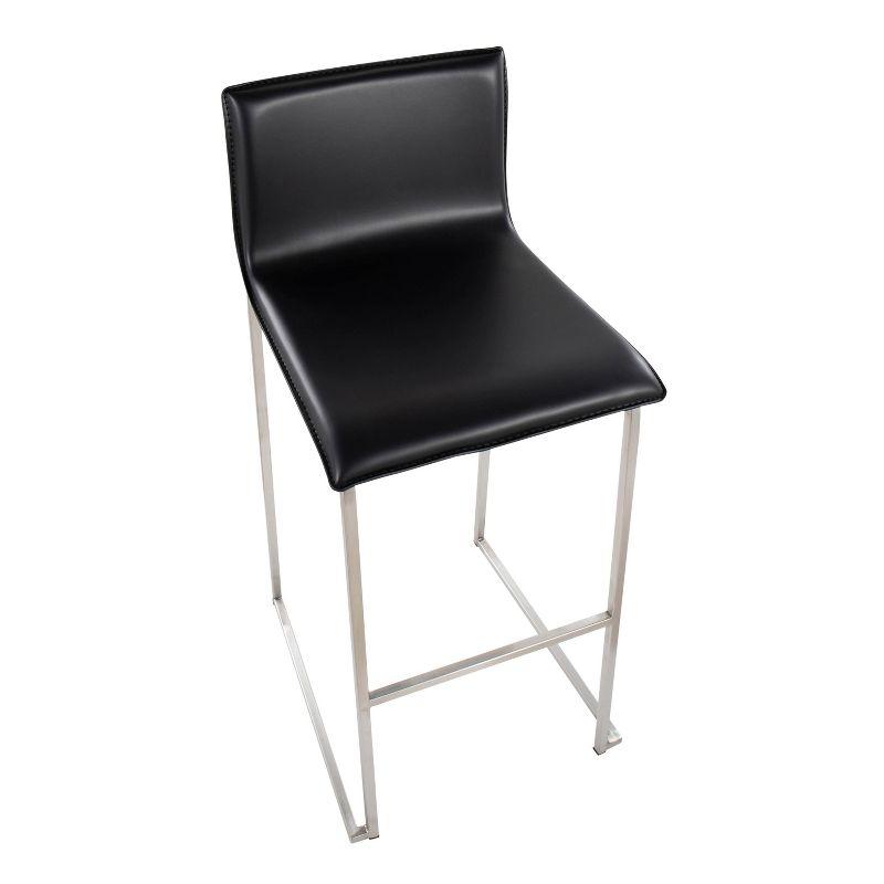 Set of 2 Mara Upholstered Barstools Stainless Steel Black - Lumisource: Kitchen Counter Seating with Footrest