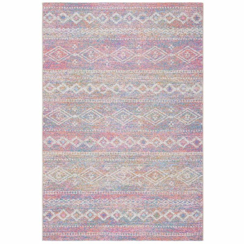 Summer SMR498 Power Loomed Indoor and Outdoor Area Rug - Ivory/Pink - 6'6"x9'4" - Safavieh.