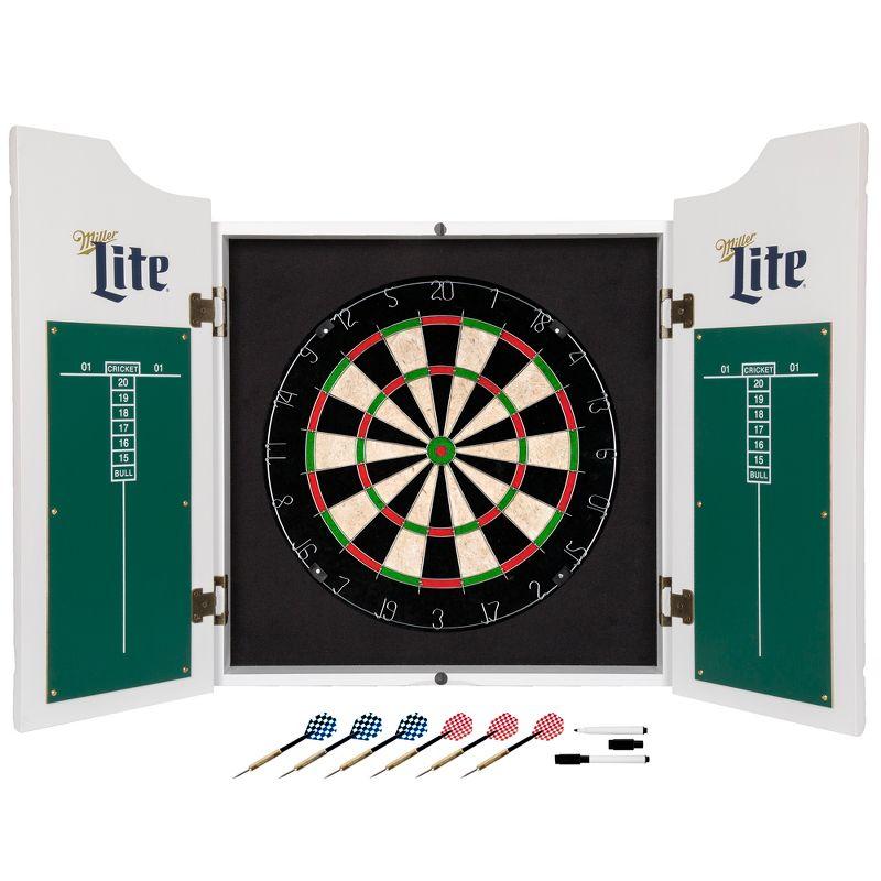 Miller Coors Bristle Dartboard And Cabinet Set (Darts Included)