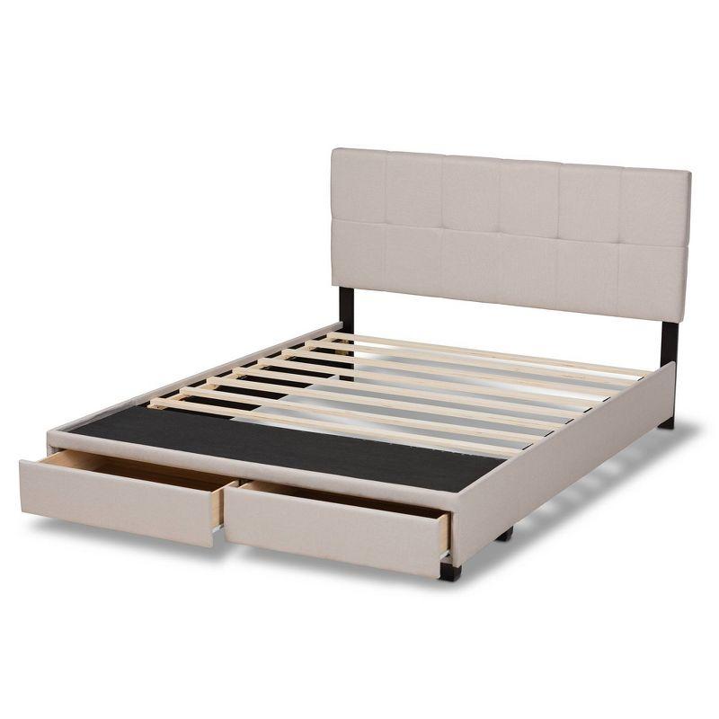 Netti Fabric Upholstered 2 Drawer Platform Storage Bed - Baxton Studio