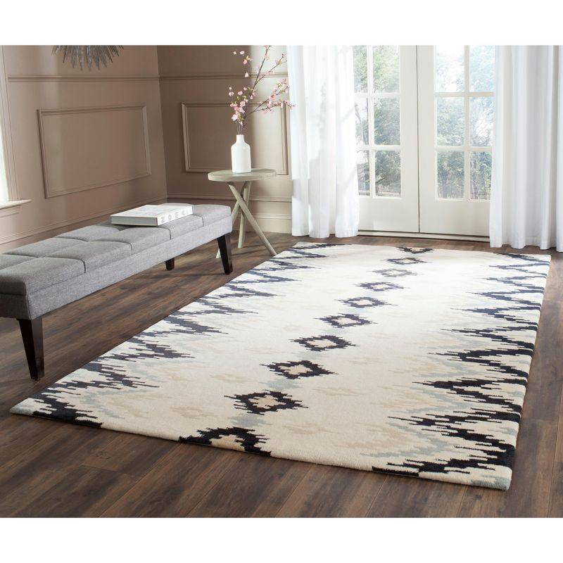 Ivory and Dark Grey Hand Tufted Wool Area Rug