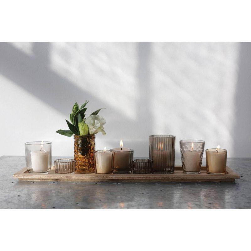 Wood Tray with 9 Glass Votive Holders - Storied Home