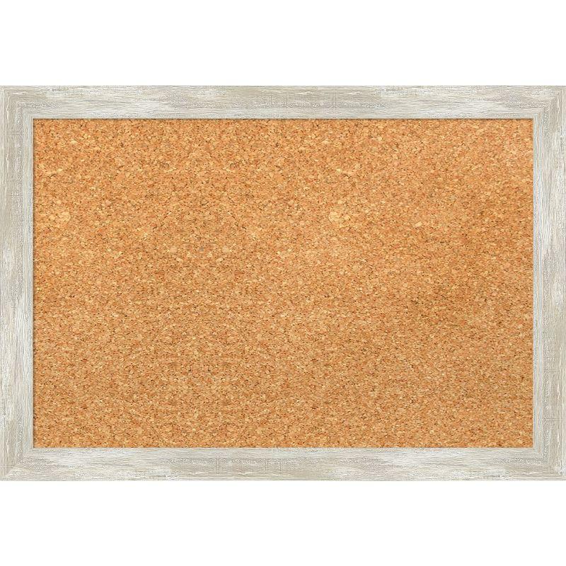 Natural Cork Board with Crackled Metallic Silver Frame