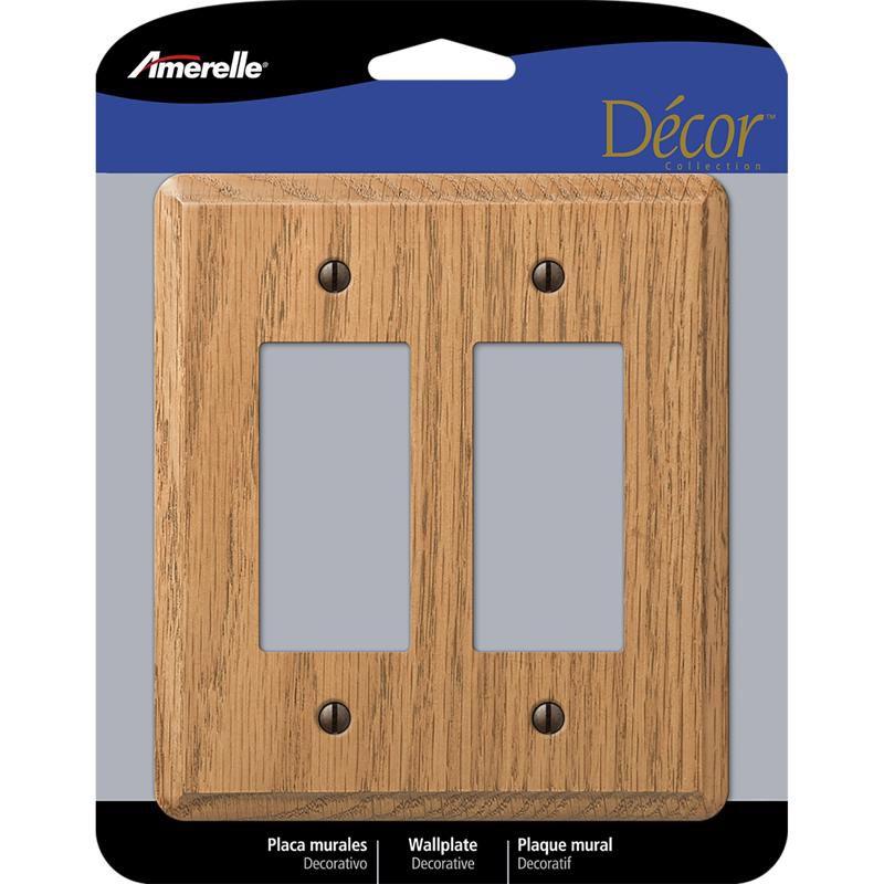 Light Oak 2 Gang Wood Decorator Wall Plate