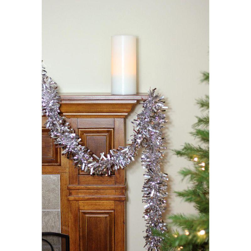 Northlight 50' x 4" Unlit Shiny Silver Wide Cut Tinsel Christmas Garland