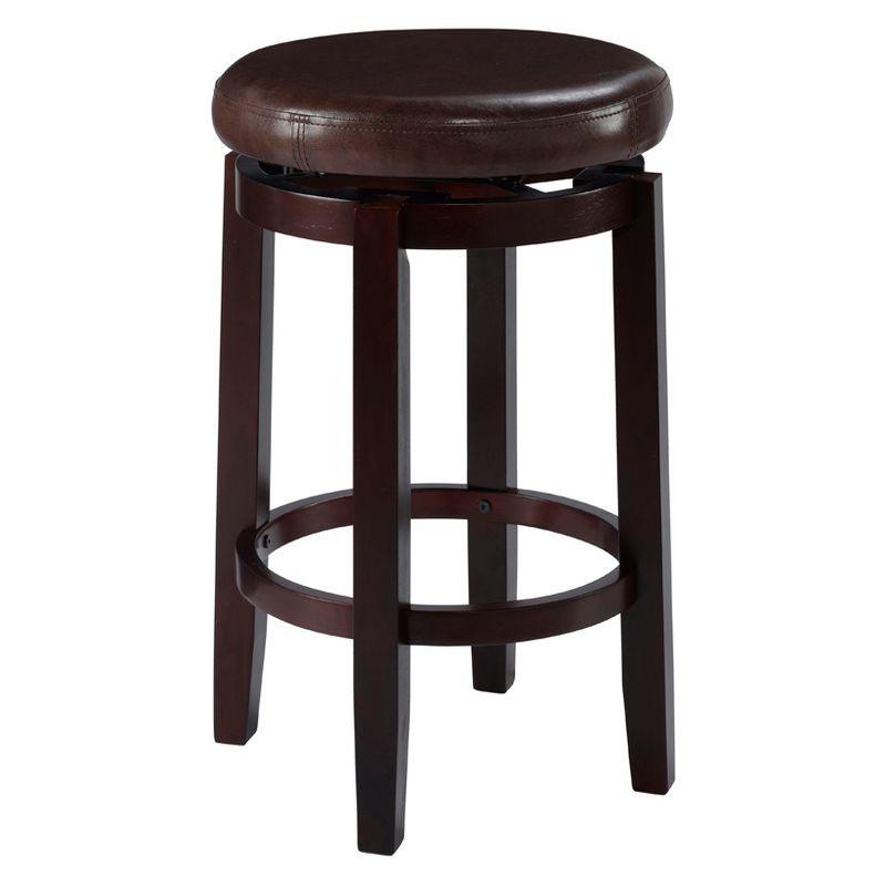 Elegant Maya 24" Brown Swivel Backless Wooden Counter Stool