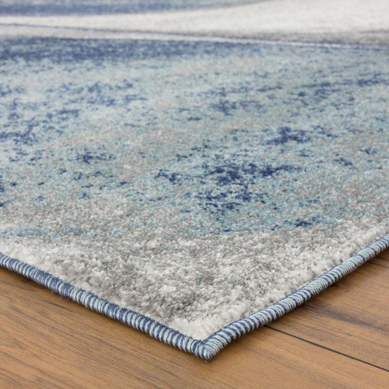 Abstract Swirls 8' x 10' Blue Synthetic Area Rug