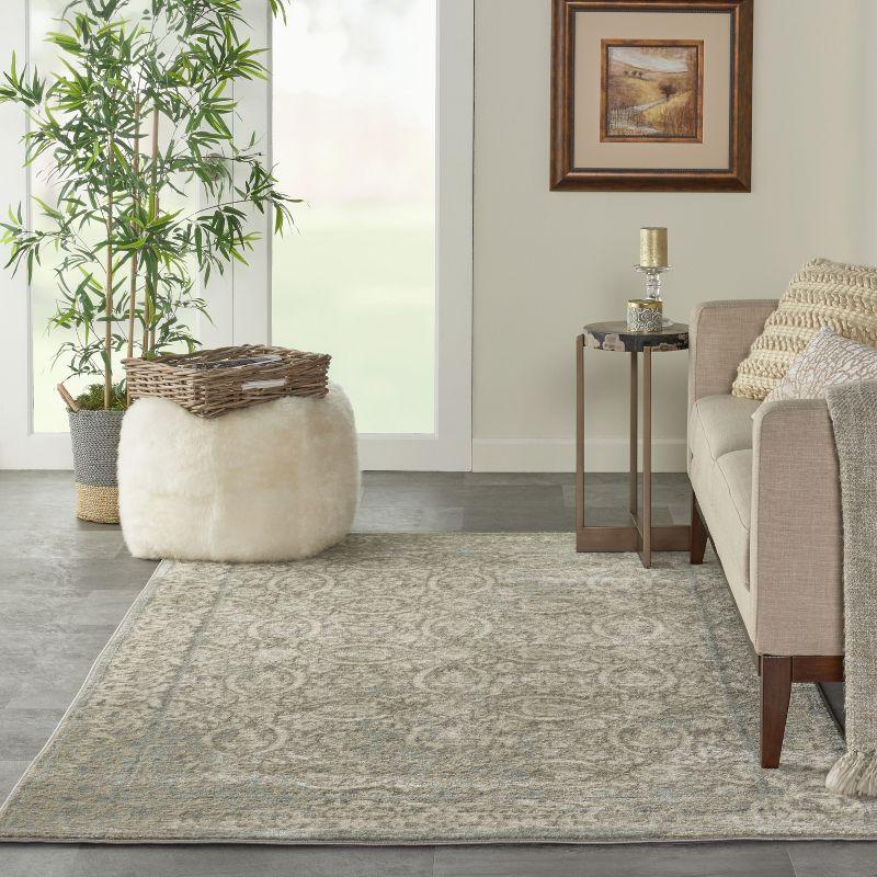 Serene Gray Floral Medallion 63'' Synthetic Area Rug