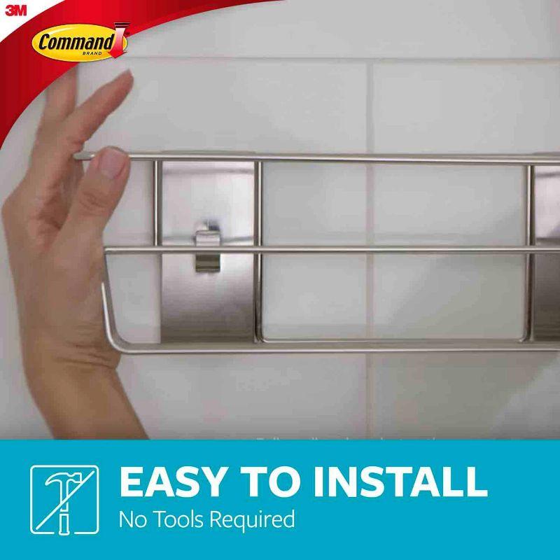 Command Metal Shower Caddy Satin Nickel: Adhesive Mount, Bathroom Organizer, Rust-Resistant, 6.375"H x 12.5"W