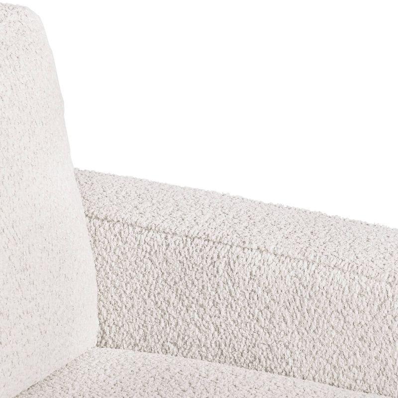 HOMES: Inside + Out Purebliss Modern Boucle Fabric Track Arm Accent Chair: Kiln-Dried Frame & Gold Legs