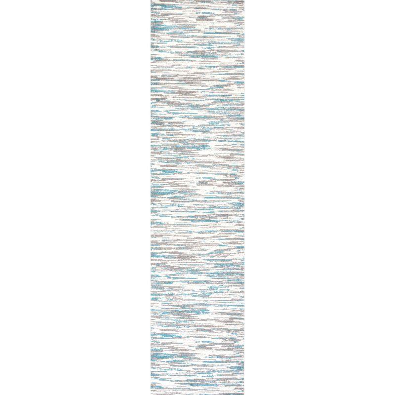 2' x 8' Speer Abstract Linear Stripe Runner Rug, Gray/Blue - JONATHAN Y