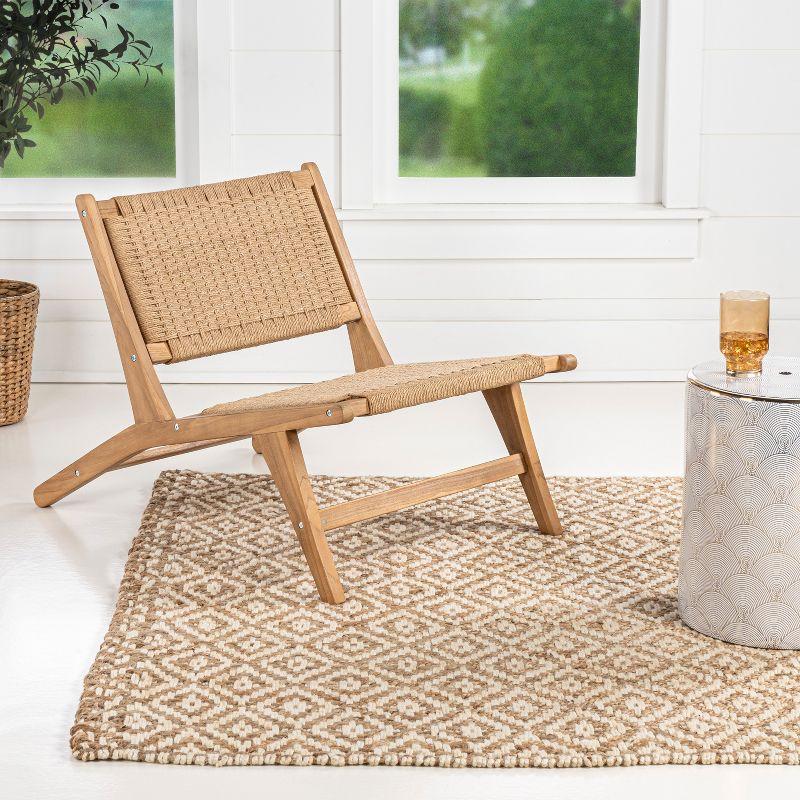 Parker Mid-Century Modern Woven Seagrass Wood Armless Lounge Chair - JONATHAN Y