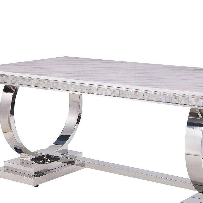 ColourTree Faux Marble Top Metal Base Dining Table