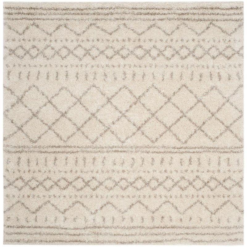Arizona Shag ASG741 Power Loomed Indoor Area Rug - Ivory/Beige - 6'7"x6'7" - Safavieh