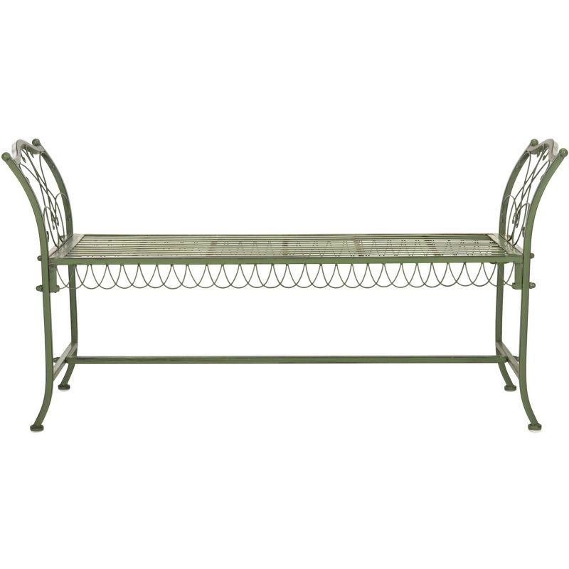 Arona 51" Antique Green Iron Outdoor Bench