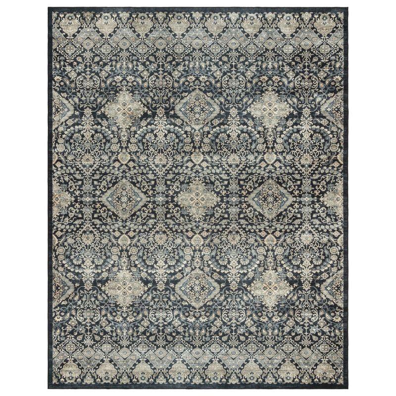 Tanis Anthracite Black Cream Moroccan Bohemian Washable Area Rug