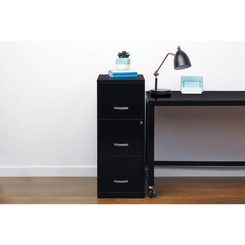 Black Vertical 3-Drawer Lockable Steel File Cabinet