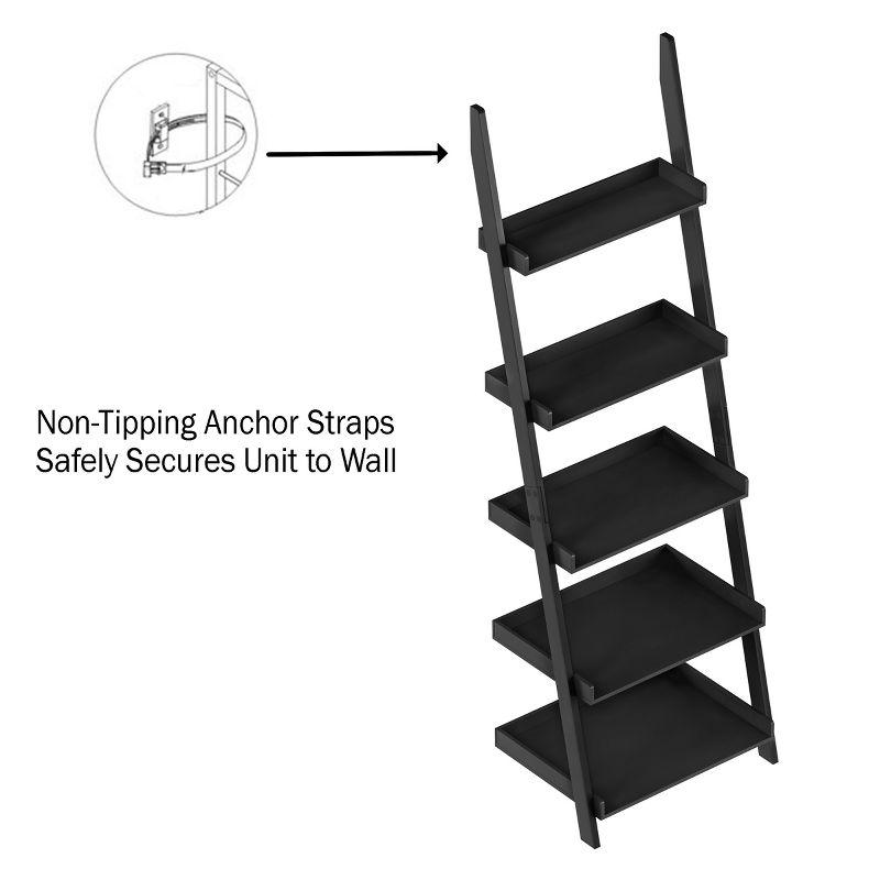 Lavish Home 5-Tier Freestanding Wood Ladder Bookshelf for Storage