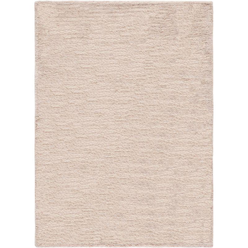 Beige Hand-Tufted Wool Shag Area Rug 8' x 10'