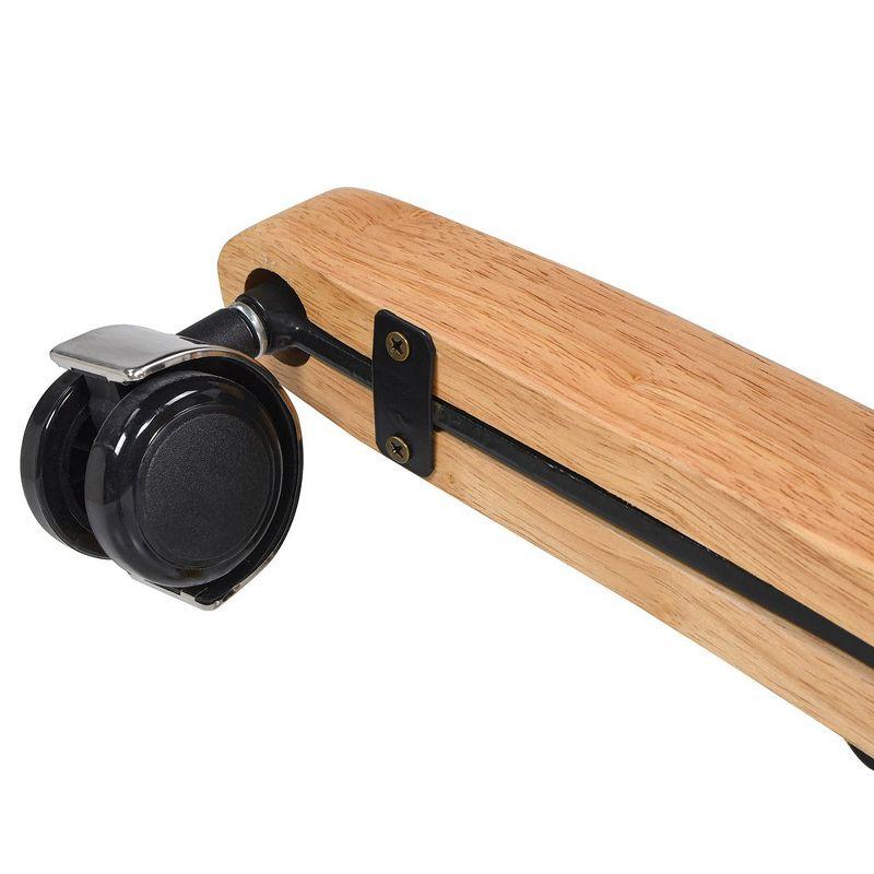 Dumont Modern Farmhouse High Back Executive Home Office Chair, Neutral Cream Beige Leather & Natural Wood