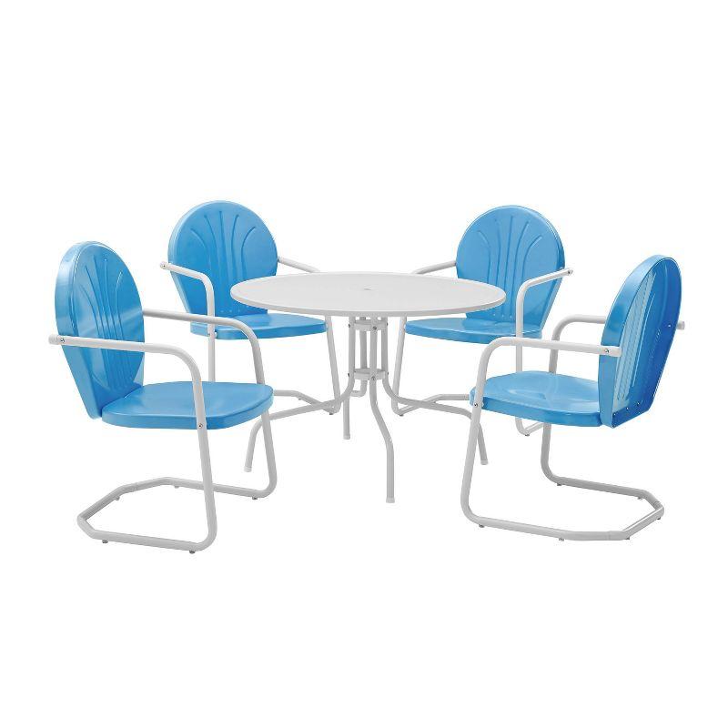 Griffith 5pc Outdoor Dining Set - Sky Blue - Crosley: Steel Frame, UV-Resistant, 4 Arm Chairs & Table