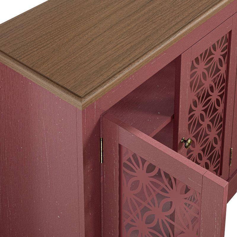 30" Storage Sideboard Buffet Cabinet Red: Home Essentials, Bohemian Style, Adjustable Shelves, Tempered Glass Door