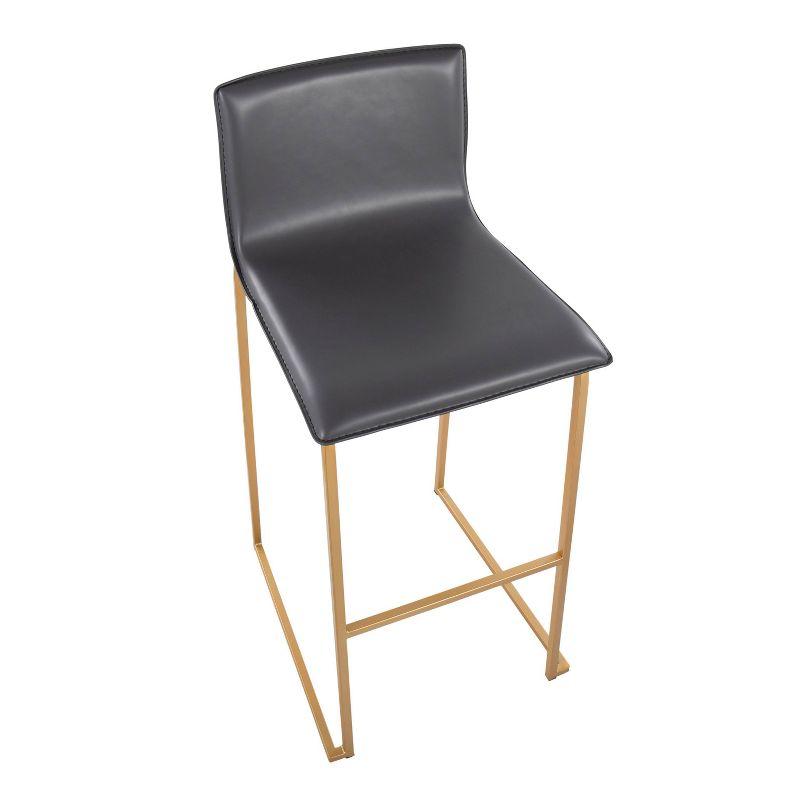 Set of 2 Mara Upholstered Barstools Gray/Gold - Lumisource: With Backs, Fixed Height, Steel Frame