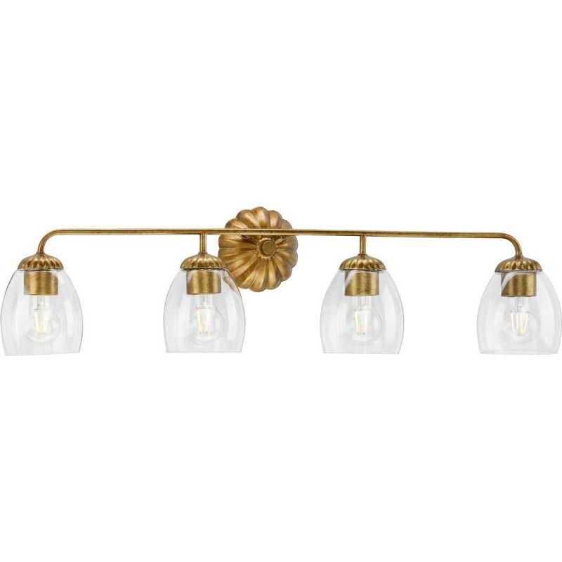 Progress Lighting Quillan 4-Light Vanity Light, Gold Ombre, Clear Glass Shades