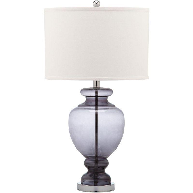 Translucent Grey Glass Table Lamp Set, 27" with Off-White Shade