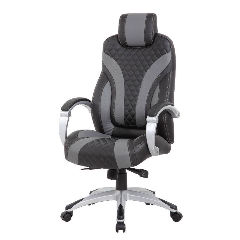 ErgoExecutive High-Back Swivel Chair in Black and Gray Leather