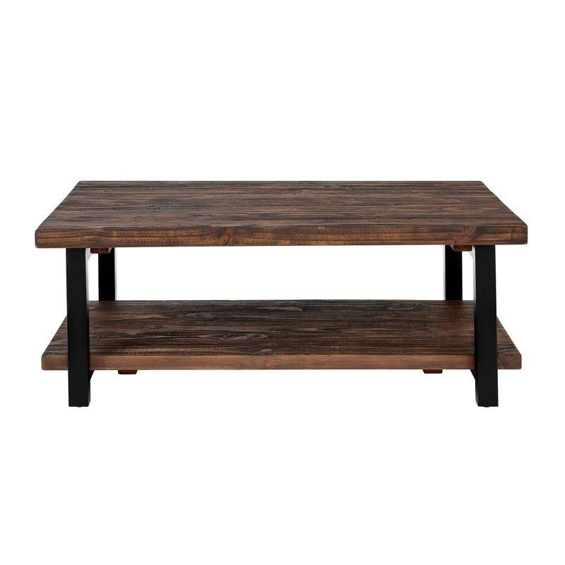 48" Pomona Coffee Table with Shelf- Alaterre Furniture: Reclaimed Wood, Rustic, Metal Legs