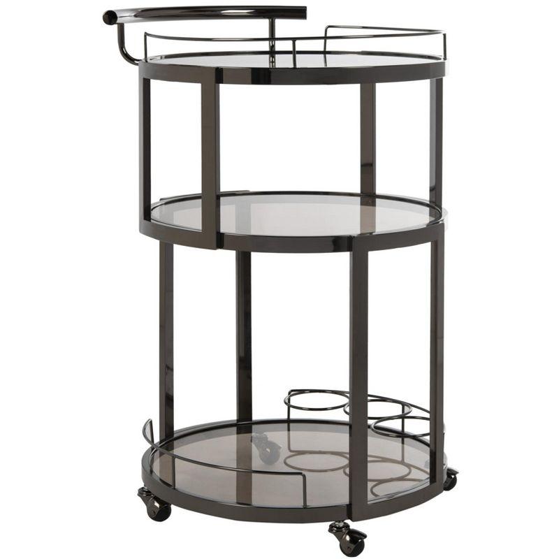 Rio 3 Tier Round Bar Cart - BCT8002B - Black Nickel/Tea - Safavieh