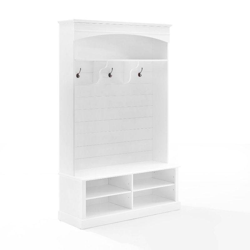 Bartlett Hall Tree White - Crosley: Bench Seat, Shoe Storage, 3 Double-Prong Hooks
