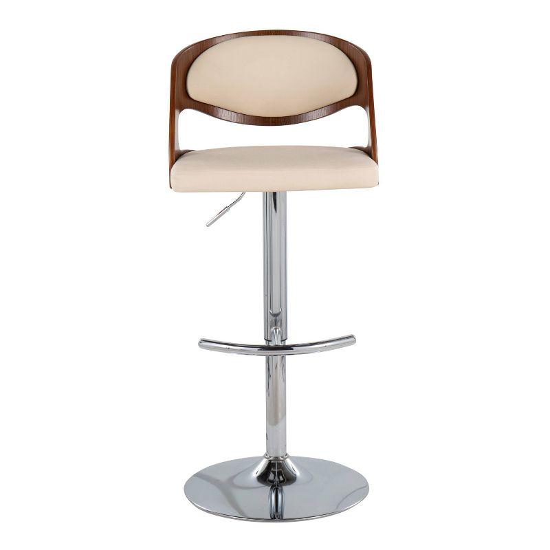 Set of 2 Pino Upholstered Barstools Cream/Walnut - Lumisource: Hydraulic Lift, 360-Degree Swivel