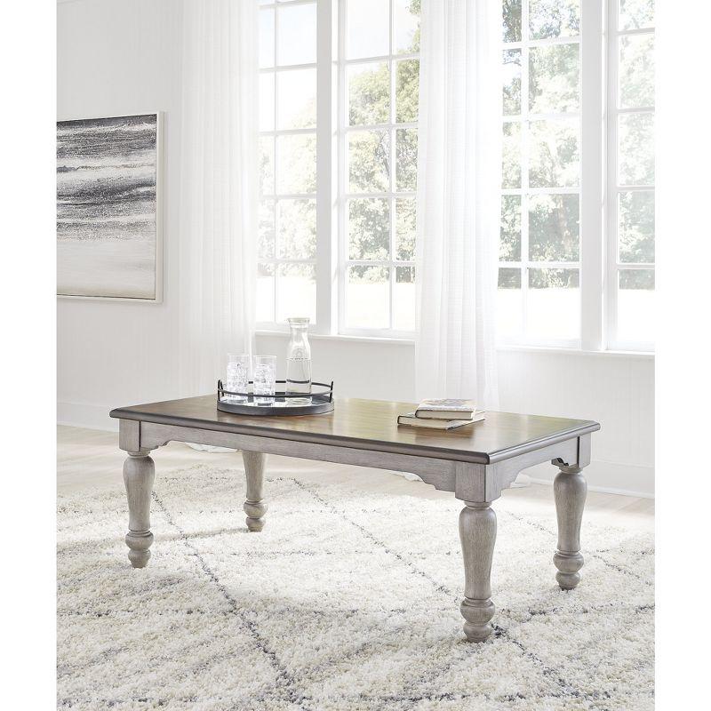 Antique Gray and Walnut Rectangular Coffee Table with Storage