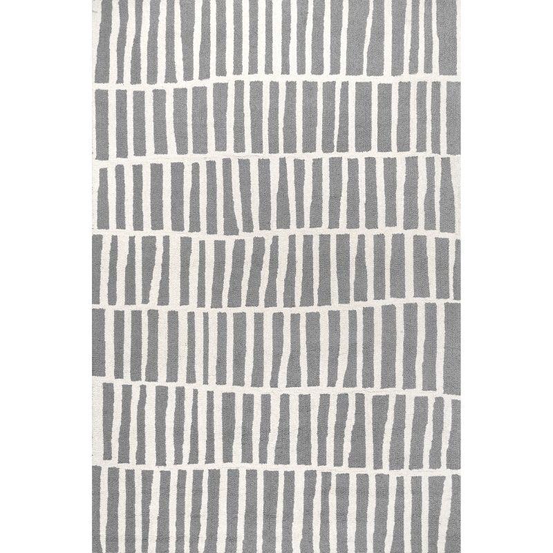 Nuloom Lemuel Geometric 8x10 Wool Indoor Area Rug for Living Room Bedroom Dining Room Kitchen, Grey/Ivory