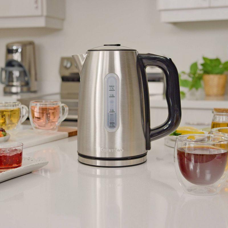 Kenmore 1.7 Qt. Electric Tea Kettle with 6 Temperature Pre-Sets, Cordless