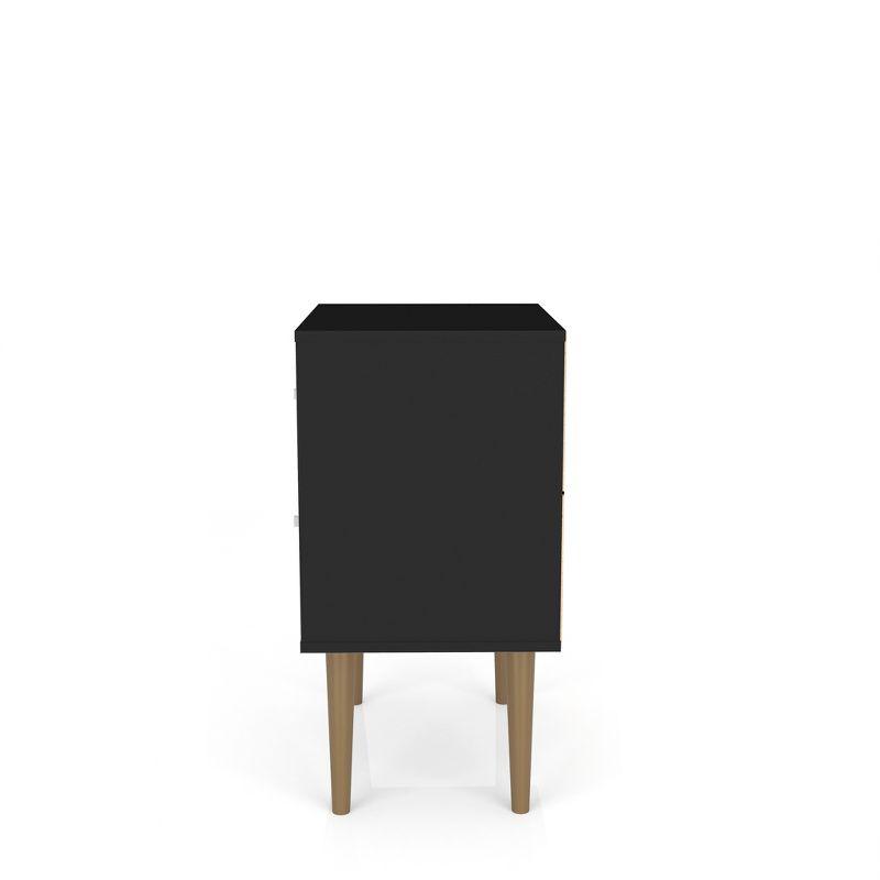 Manhattan Comfort Liberty 2.0 Mid Century Modern Nightstand Black: Particle Board Construction, Storage Drawer, Rectangle Shape