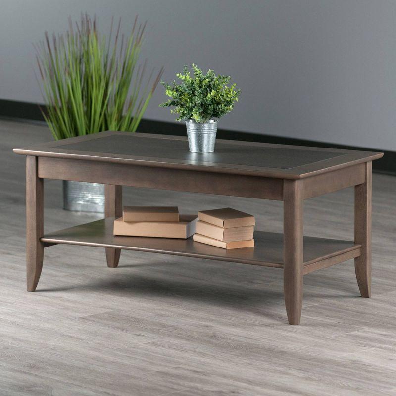 Santino Coffee Table Oyster Gray - Winsome: Wooden Rectangle Design, Fixed Shelf, MDF & Veneer, Living Room Furniture