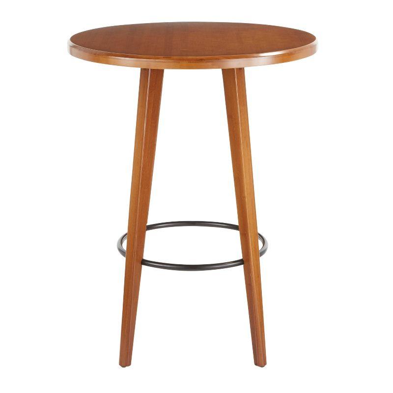 Mid-Century Modern Round Walnut Counter Table with Metal Footrest