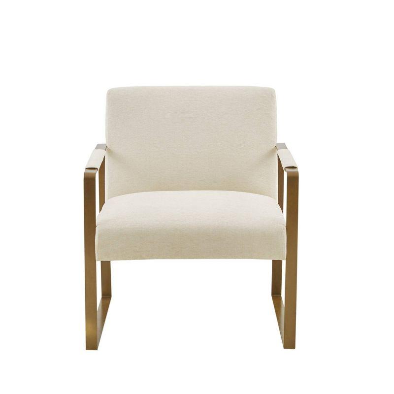 Cream Velvet & Antique Gold Metal Luxe Accent Chair