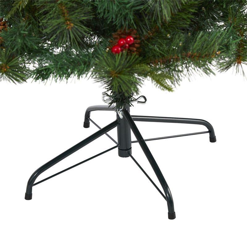 Nearly Natural 6-ft Mixed Pine Artificial Christmas Tree with 250 Clear LED Lights, Pine Cones and Berries