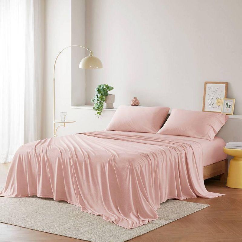 Blush Twin XL Cotton Blend Jersey Knit Sheet Set