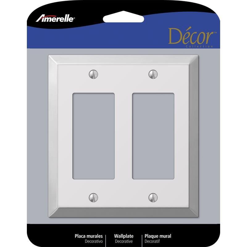 Amerelle Polished Chrome 2-Gang Stamped Steel Decorator Wall Plate